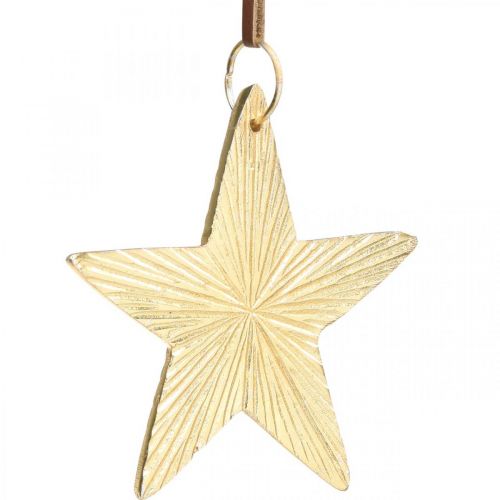 Floristik24 Stelle da appendere, addobbi in metallo, addobbi per albero di Natale dorati 9,5×9,5cm 3pz