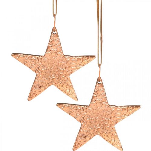 Stella in rame da appendere, decorazione albero di Natale, ciondoli in metallo 8×9cm 2pz