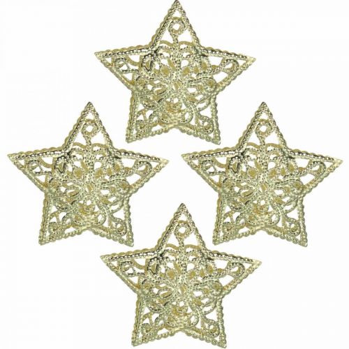 Stelle decorative sparse, attacco catena leggera, Natale, decorazione in metallo dorato Ø6cm 20 pezzi