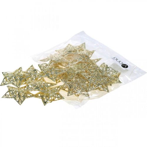 Prodotto Stelle decorative sparse, accessorio per lucine, Natale, decorazione in metallo dorato Ø6cm 20 pz