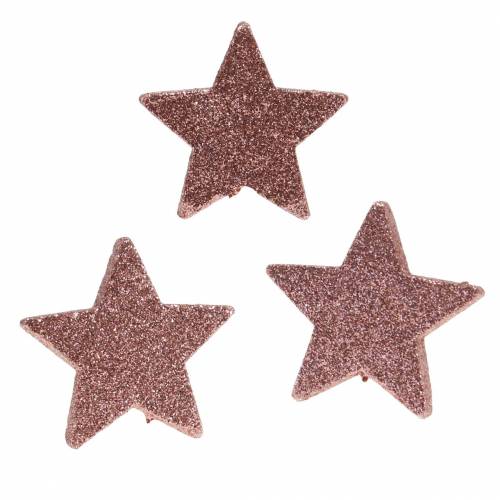 Floristik24 Stella con decorazione cosparsa di glitter 6,5 cm rosa 36 pezzi