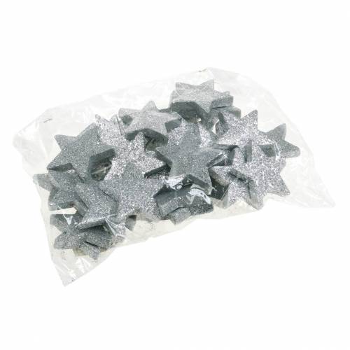 Prodotto Stelle decorative sparse con glitter Ø6,5 cm argento 36 pz