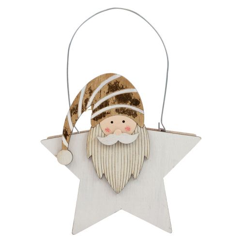 Prodotto Stella realizzata in legno gnomo oro bianco decorazione da tavolo 15,5×6×16,5 cm