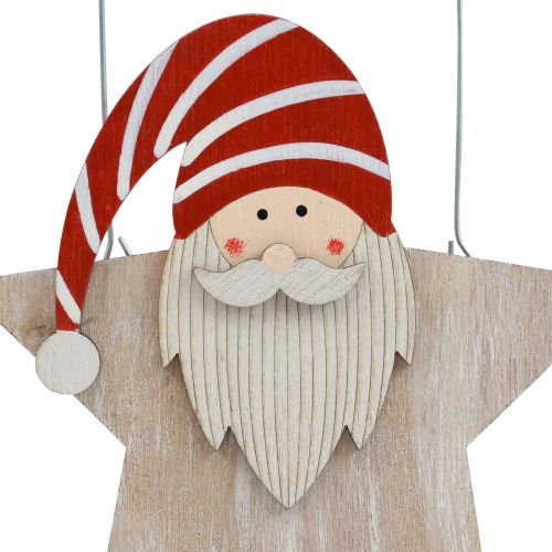 Prodotto Stella in legno gnomo rosso bianco decorazione da tavolo 15,5×6×16,5 cm