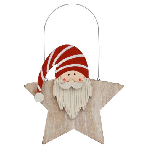 Prodotto Stella in legno gnomo rosso bianco decorazione da tavolo 15,5×6×16,5 cm