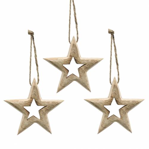 Floristik24 Stelle in legno da appendere in legno di mango 10,5–11,5 cm 8 pz