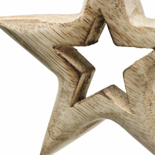 Floristik24 Stelle in legno da appendere in legno di mango 10,5–11,5 cm 8 pz