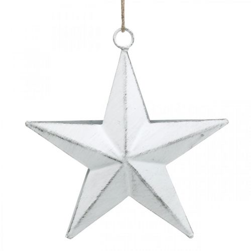 Floristik24 Stella in metallo da appendere, Ciondolo natalizio, Decorazione dell&#39;Avvento bianco, Shabby Chic 11×11cm