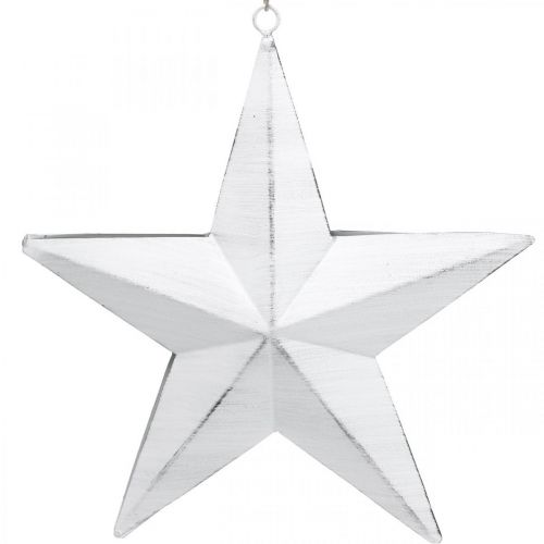 Floristik24 Stella da appendere, addobbi per albero di Natale, decoro in metallo bianco 19,5×18,5cm