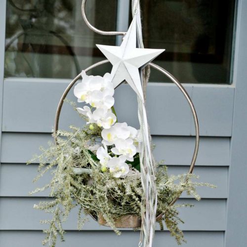 Floristik24 Stella in metallo da appendere, Ciondolo natalizio, Decorazione dell&#39;Avvento bianco, Shabby Chic 11×11cm