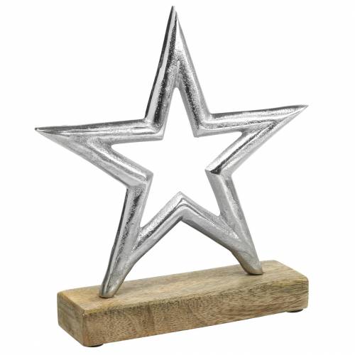 Floristik24 Stella per allestire Mango, metallo argento 21 × 16,5 cm