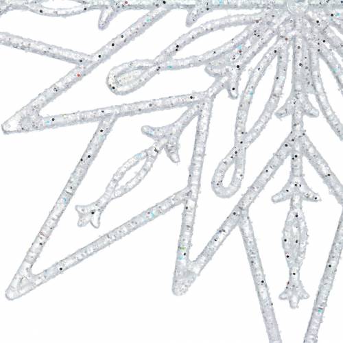 Floristik24 Stella di ghiaccio decorativa da appendere trasparente, glitter 24,5 cm 6 pezzi