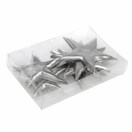 Floristik24 Stelle in metallo argento 8,6×8,2 cm/6,9×6,7 cm 8 pz