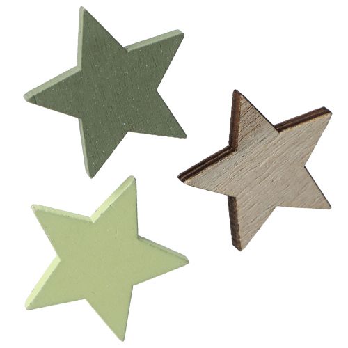 Stelle decorative in legno agitatori di stelle verde naturale Ø3,5 cm 72 pz