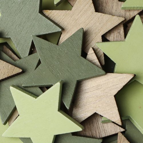 Prodotto Stelle decorative in legno agitatori di stelle verde naturale Ø3,5 cm 72 pz