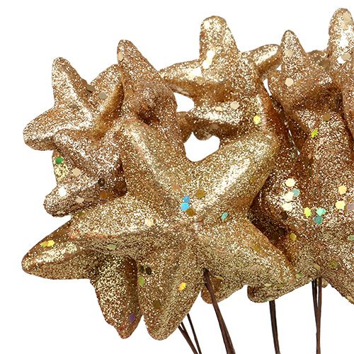 Floristik24 Stelle in bundle con glitter oro 60 cm 5 pezzi