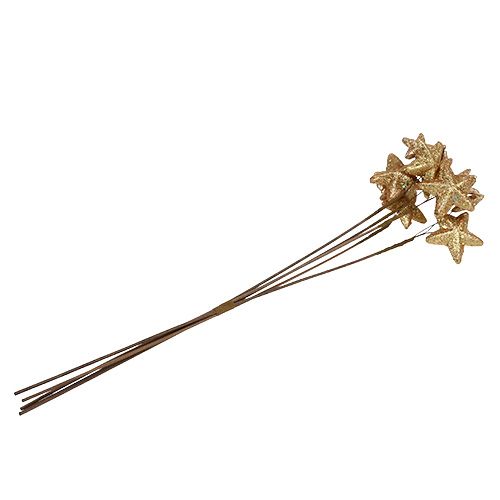 Floristik24 Stelle in bundle con glitter oro 60 cm 5 pezzi