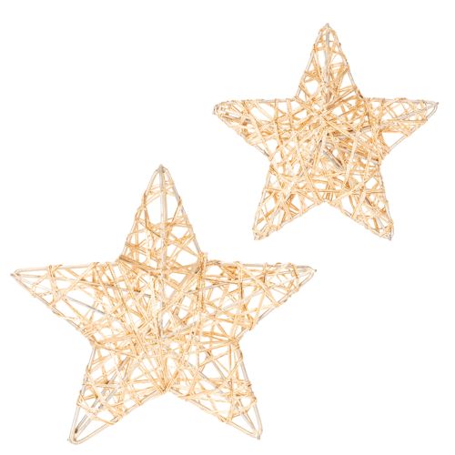 Set di stelle decorative in filo metallico, due misure, 10 cm, 12 pezzi