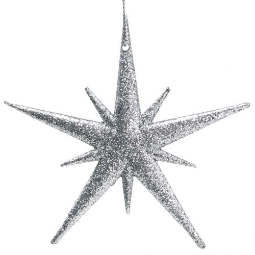 Floristik24 Addobbi natalizie Stella scintillante da sospendere Colore argento 13 cm 12 pezzi