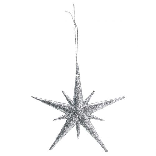 Prodotto Addobbi natalizie Stella scintillante da sospendere Colore argento 13 cm 12 pezzi