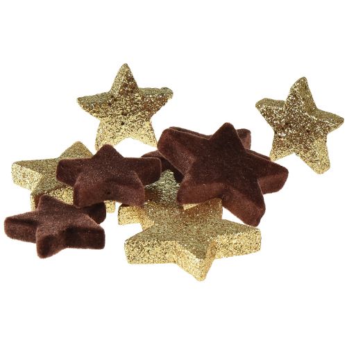 Floristik24 Decorazione stelle sparse mix marrone e oro Decorazione natalizia 4 cm/5 cm 40 pz