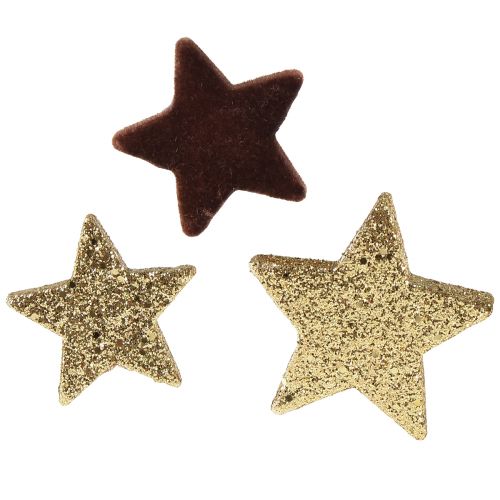 Floristik24 Decorazione stelle sparse mix marrone e oro Decorazione natalizia 4 cm/5 cm 40 pz