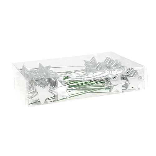 Floristik24 Stelle su filo argento 5cm L23cm 48 pz