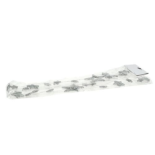 Floristik24 Ghirlanda di stelle 110 cm argento con mica