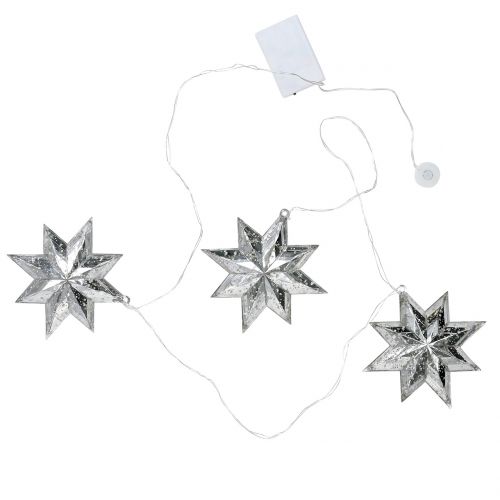 Floristik24 Catena a stella in acrilico argento 150cm x3 con LED per batterie