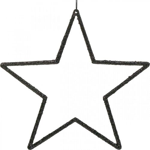 Floristik24 Decorazione natalizia ciondolo stella glitter nero 17,5 cm 9 pezzi