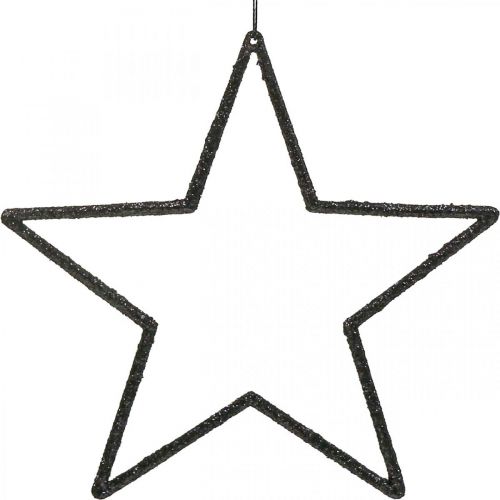 Floristik24 Ciondolo stella decorazione natalizia nero glitter 17,5 cm 9 pezzi