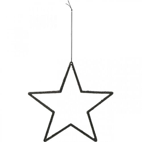 Prodotto Ciondolo stella decorazione natalizia nero glitter 17,5 cm 9 pezzi