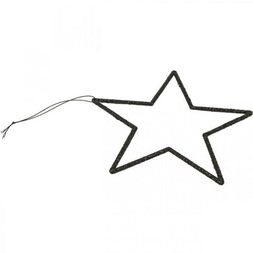 Prodotto Ciondolo stella decorazione natalizia nero glitter 17,5 cm 9 pezzi
