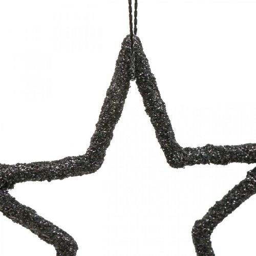 Prodotto Decorazione natalizia ciondolo stella glitter nero 7,5cm 40p