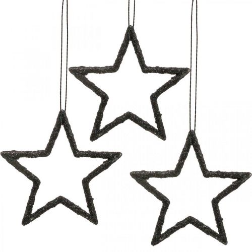 Prodotto Decorazione natalizia ciondolo stella glitter nero 7,5cm 40p