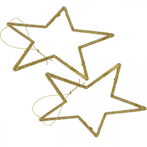 Prodotto Ciondolo stella decorazione natalizia glitter oro 12cm 12pz