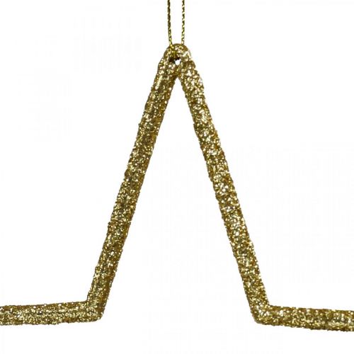 Prodotto Ciondolo stella decorazione natalizia glitter oro 12cm 12pz