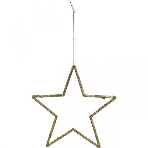 Prodotto Decorazione natalizia ciondolo stella glitter dorato 17,5 cm 9 pezzi