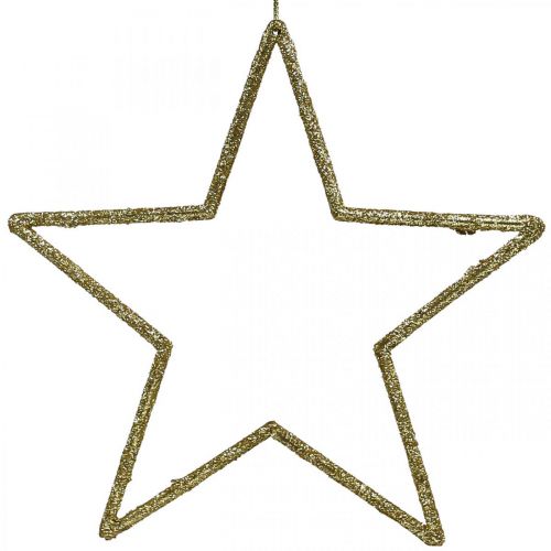 Decorazione natalizia ciondolo stella glitter dorato 17,5 cm 9 pezzi