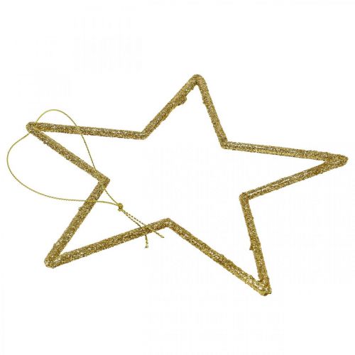 Prodotto Decorazione natalizia ciondolo stella glitter dorato 17,5 cm 9 pezzi