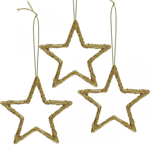 Floristik24 Ciondolo stella decorazione natalizia glitter dorato 7,5 cm 40 pz