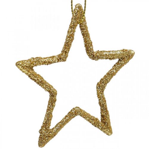 Floristik24 Ciondolo stella decorazione natalizia glitter dorato 7,5 cm 40 pz