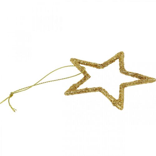 Floristik24 Ciondolo stella decorazione natalizia glitter dorato 7,5 cm 40 pz