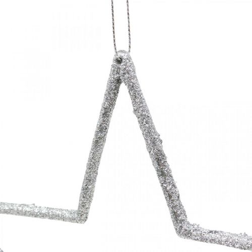 Ciondolo stella decorazione natalizia glitter argento 17,5 cm 9 pezzi