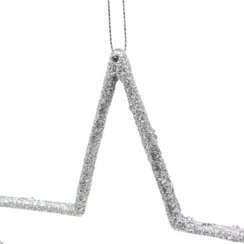 Prodotto Ciondolo stella decorazione natalizia argento glitter 17,5 cm 9 pz