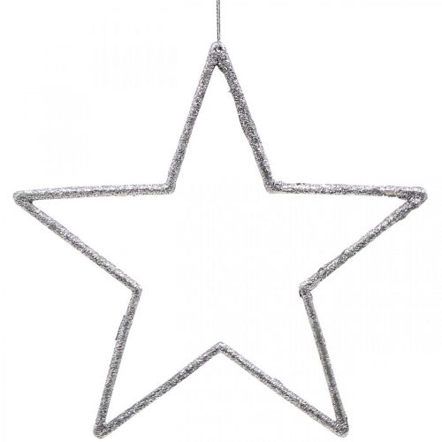 Floristik24 Ciondolo stella decorazione natalizia argento glitter 17,5 cm 9 pz