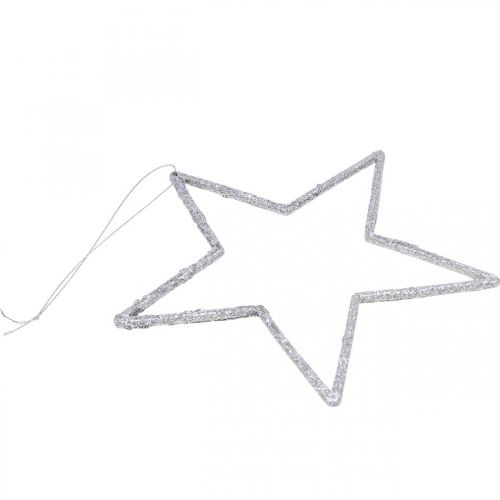 Prodotto Ciondolo stella decorazione natalizia argento glitter 17,5 cm 9 pz