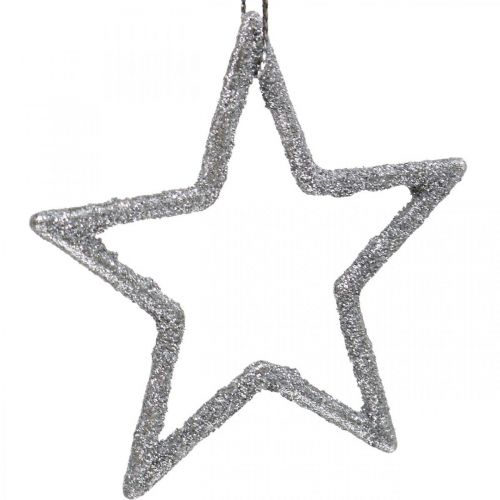 Prodotto Ciondolo stella decorazione natalizia glitter argento 7,5cm 40p
