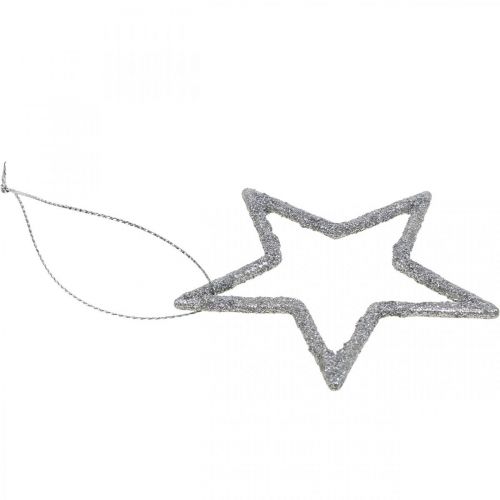 Prodotto Ciondolo stella decorazione natalizia glitter argento 7,5cm 40p