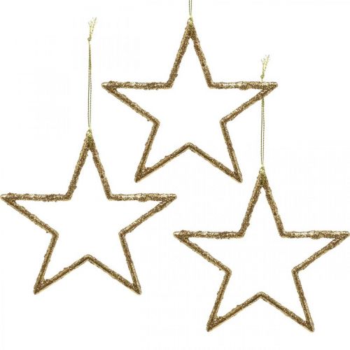 Floristik24 Stelle glitter, addobbi avvento, addobbi stelle da appendere, addobbi natalizi dorati 11,5×12cm 12pz